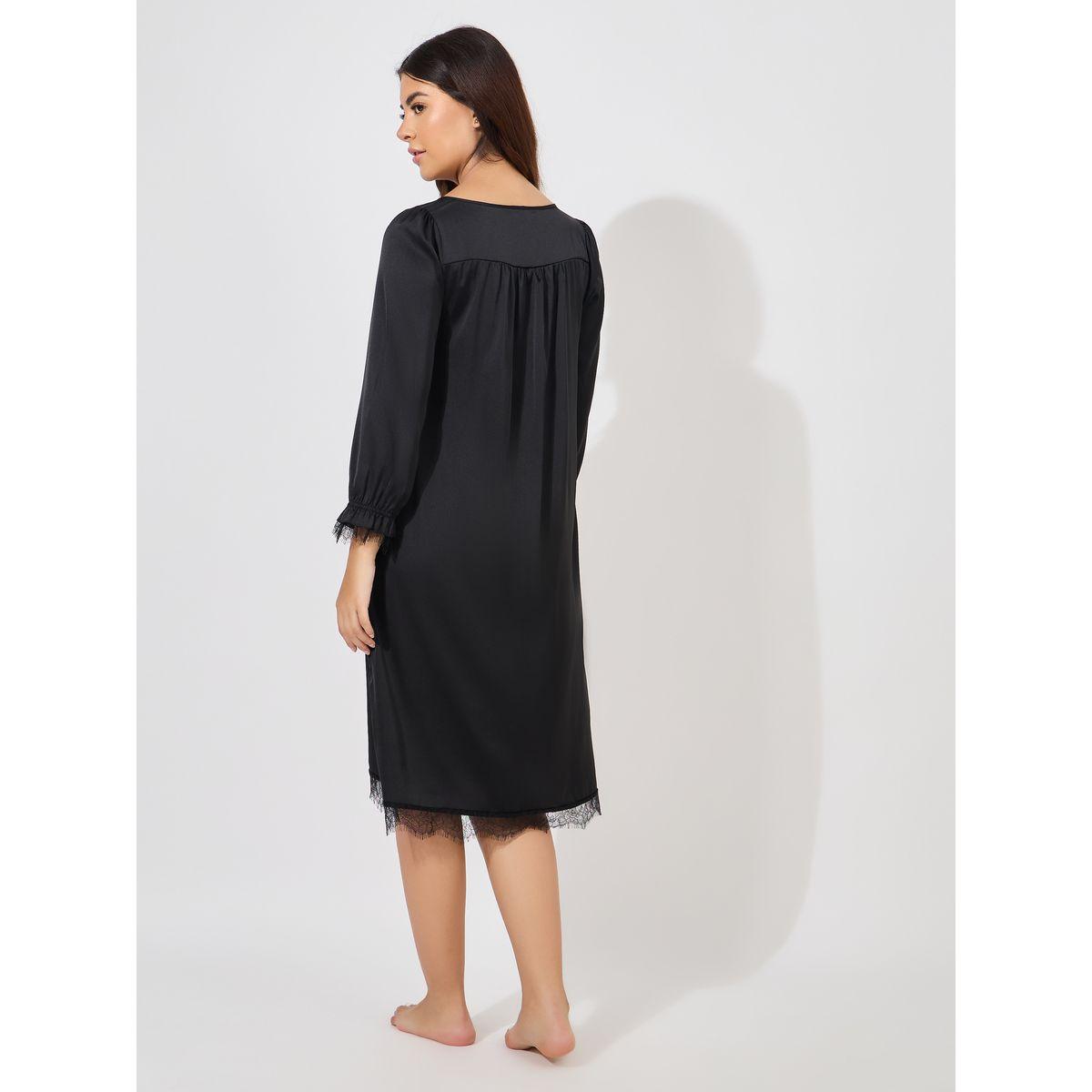 Styli Unwind Gathered Neck Lace Detail Nightdress-women-clothing-nightwear-nighties-image-4