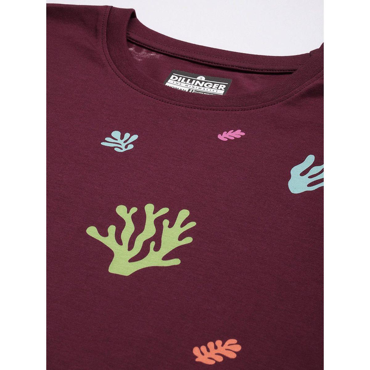 Dillinger X Styli  Oversized Coral Graphic Print T-Shirt-women-clothing-tshirts-image-2