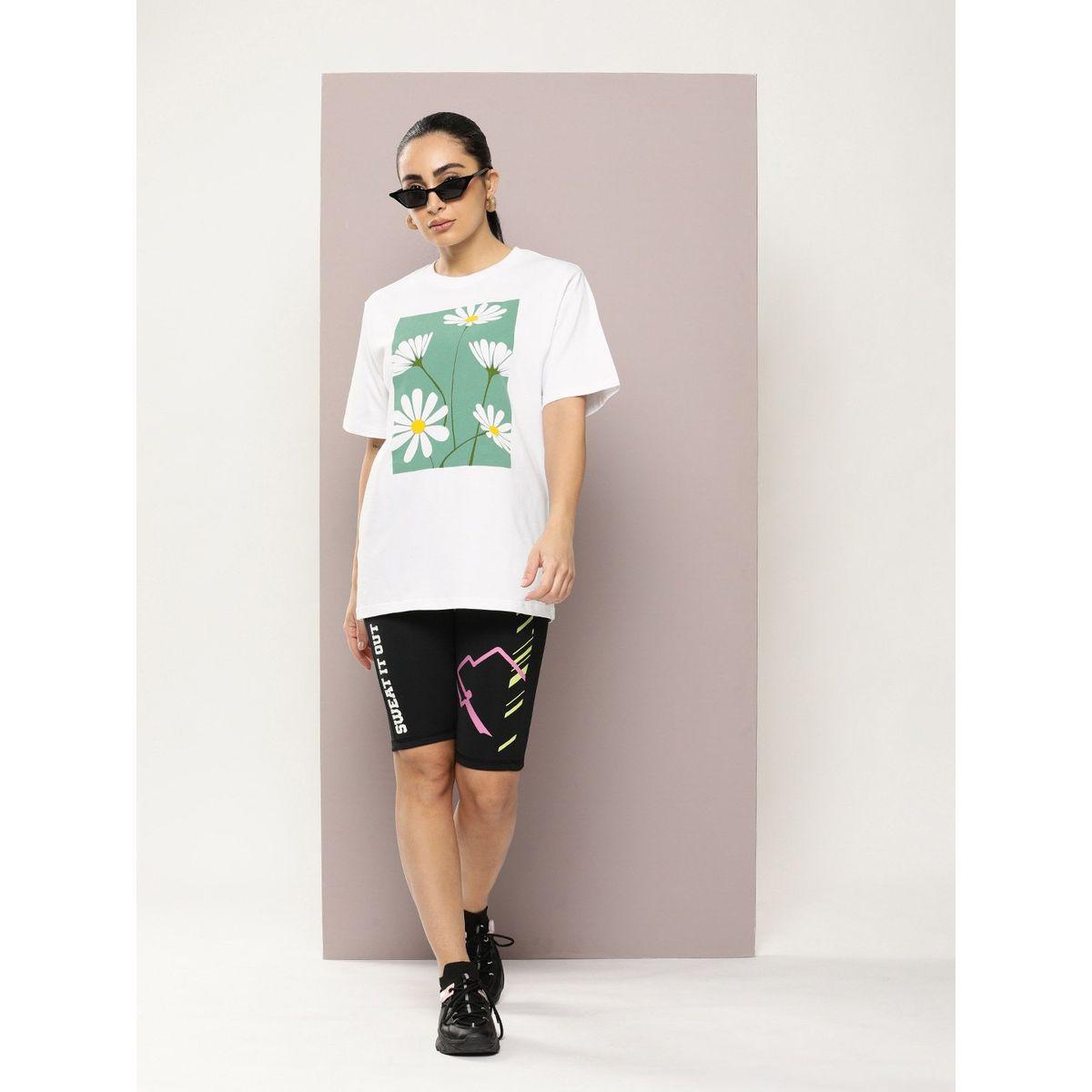 تيشيرت فضفاض بطبعة زهور واكتاف منخفضة ديلينجر × ستايلي-women-clothing-tshirts-image-5