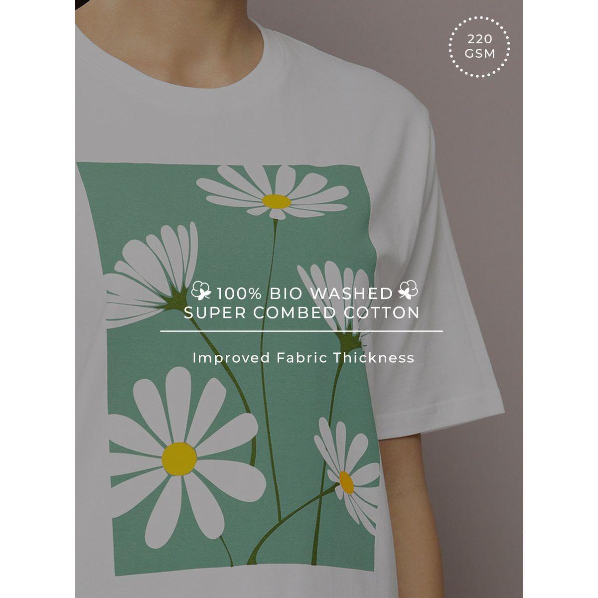 تيشيرت فضفاض بطبعة زهور واكتاف منخفضة ديلينجر × ستايلي-women-clothing-tshirts-image-6