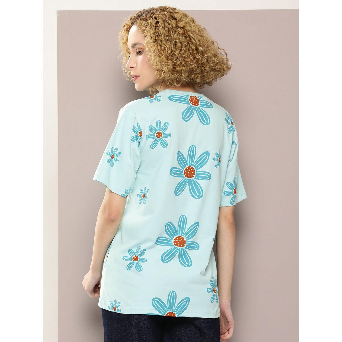 Dillinger X Styli  Oversized Flower Print Round Neck T-Shirt-women-clothing-tshirts-image-4