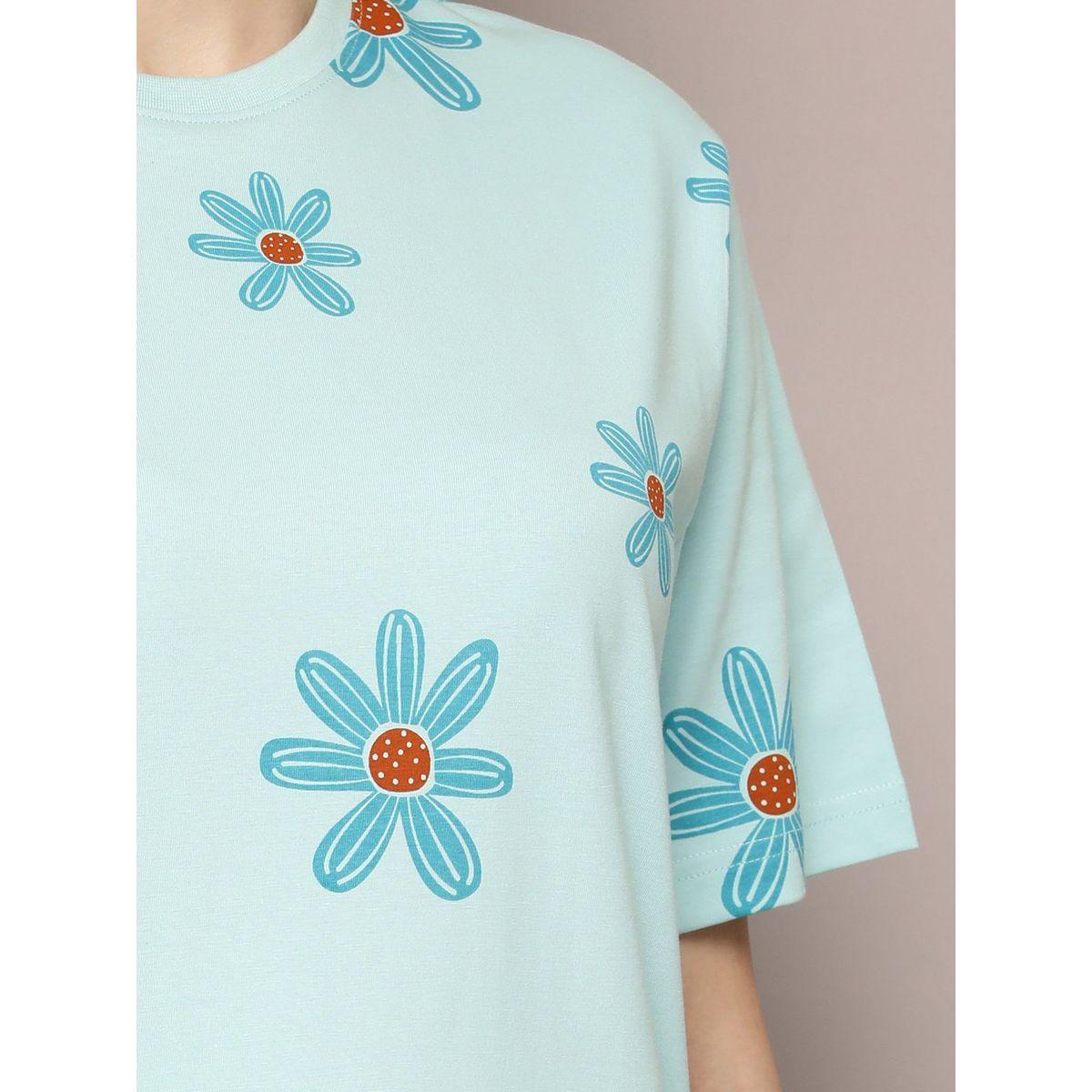 Dillinger X Styli  Oversized Flower Print Round Neck T-Shirt-women-clothing-tshirts-image-6