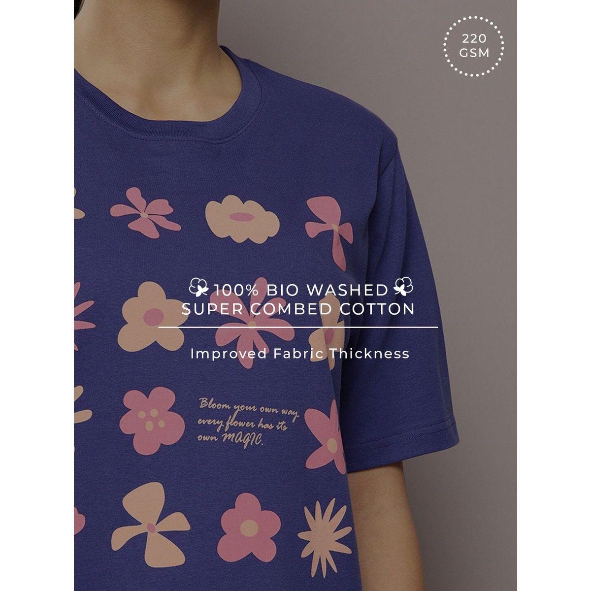 Dillinger X Styli  Oversized Flower Print Round Neck T-Shirt-women-clothing-tshirts-image-6