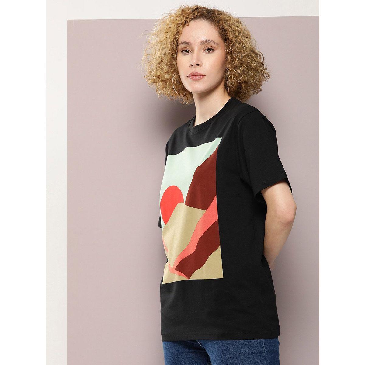 تيشيرت قطن فضفاض مطبع بطبعة جرافيك ديلينجر × ستايلي-women-clothing-tshirts-image-3