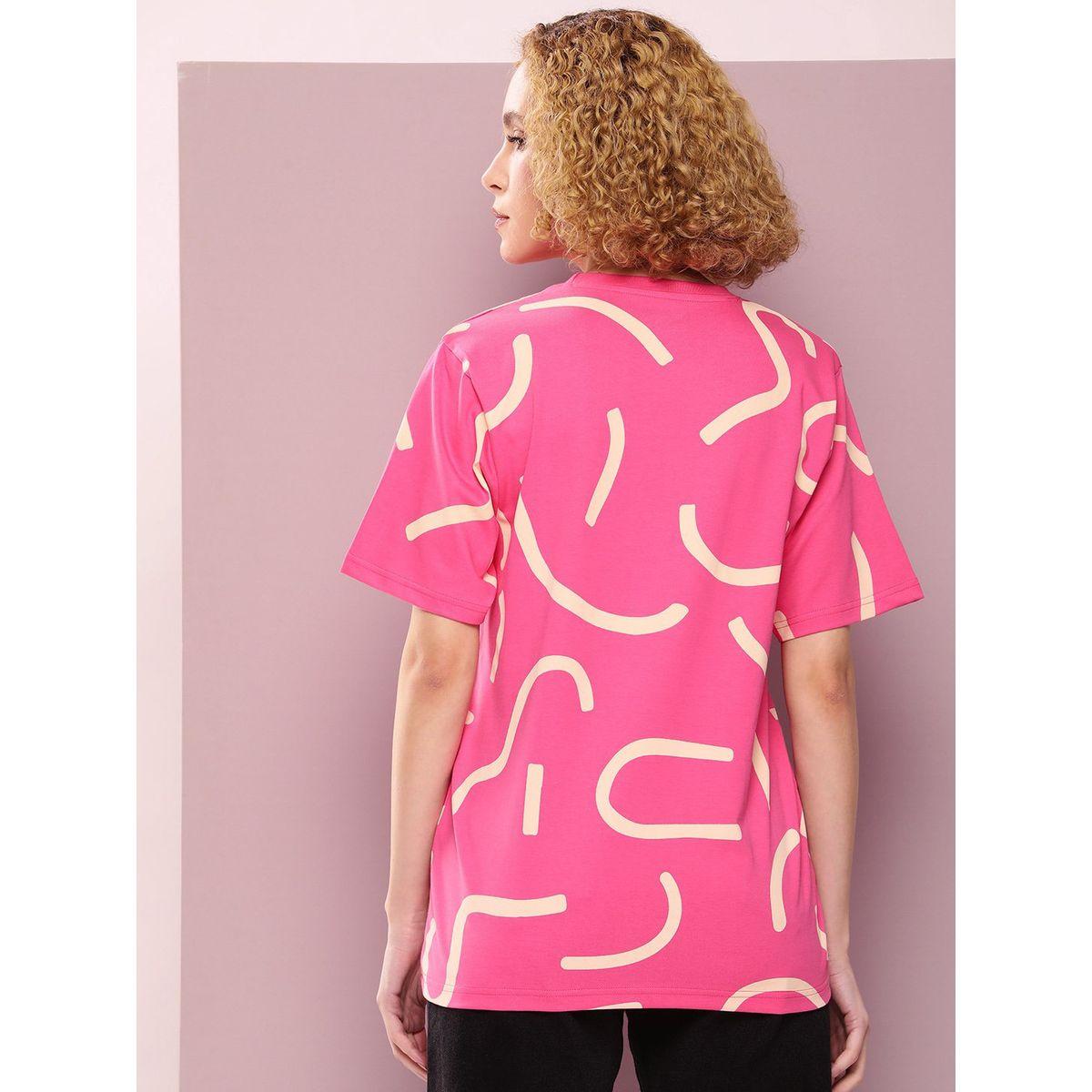 تيشيرت قطن فضفاض مطبع بطبعة جرافيك ديلينجر × ستايلي-women-clothing-tshirts-image-4