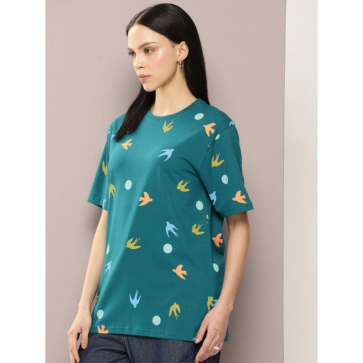تيشيرت فضفاض مطبع بطبعة جرافيك ديلينجر × ستايلي-women-clothing-tshirts-image-3