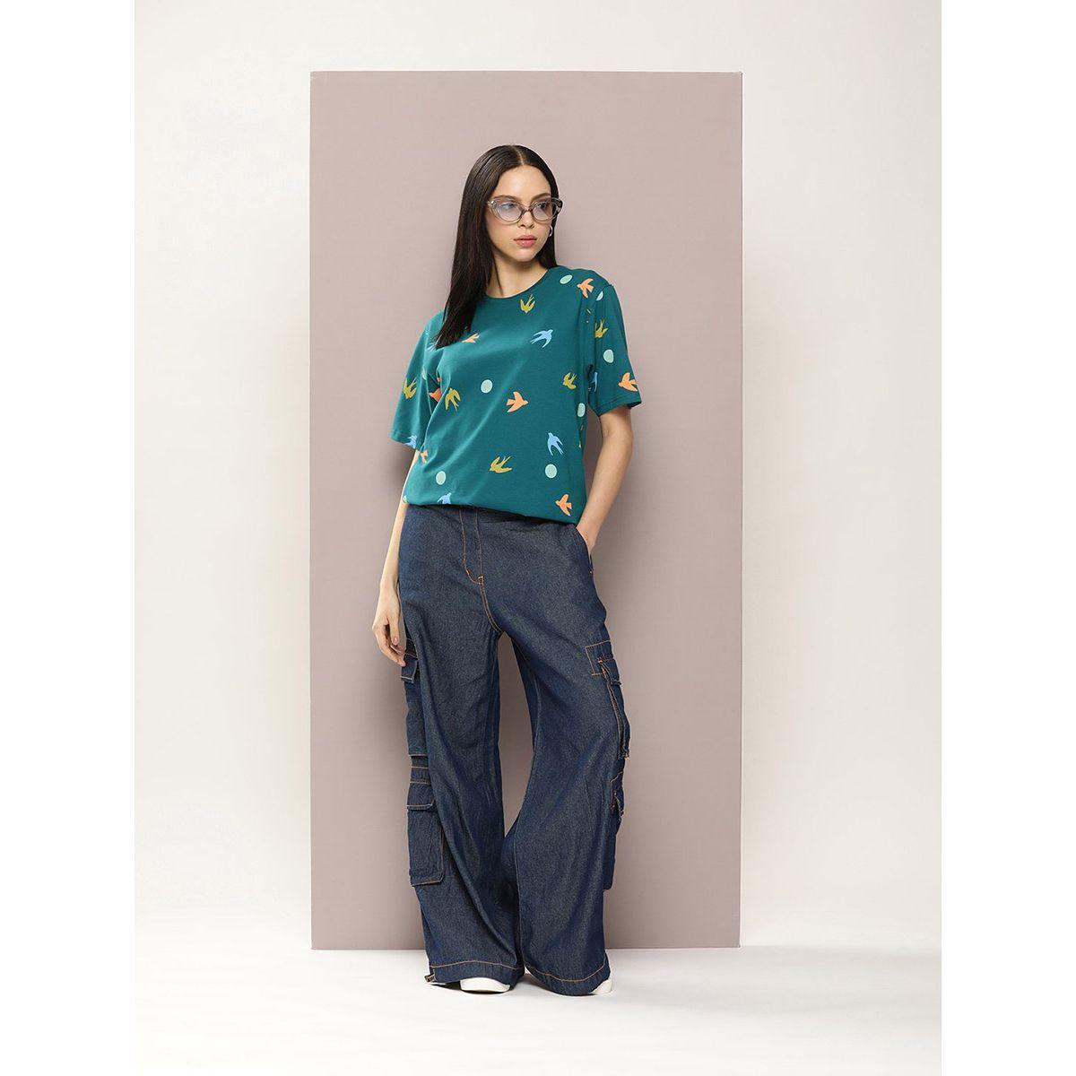 تيشيرت فضفاض مطبع بطبعة جرافيك ديلينجر × ستايلي-women-clothing-tshirts-image-5