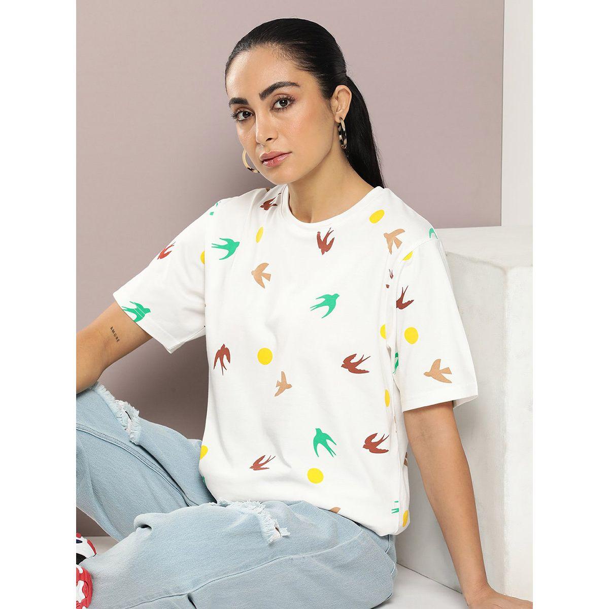 تيشيرت فضفاض مطبع بطبعة جرافيك ديلينجر × ستايلي-women-clothing-tshirts-image-1