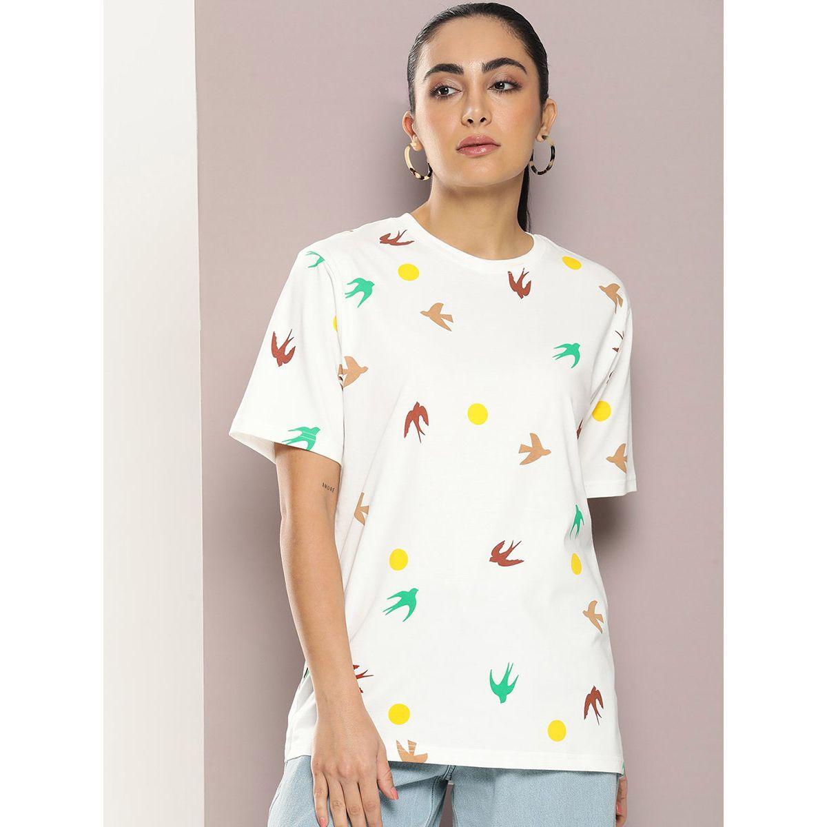 تيشيرت فضفاض مطبع بطبعة جرافيك ديلينجر × ستايلي-women-clothing-tshirts-image-3