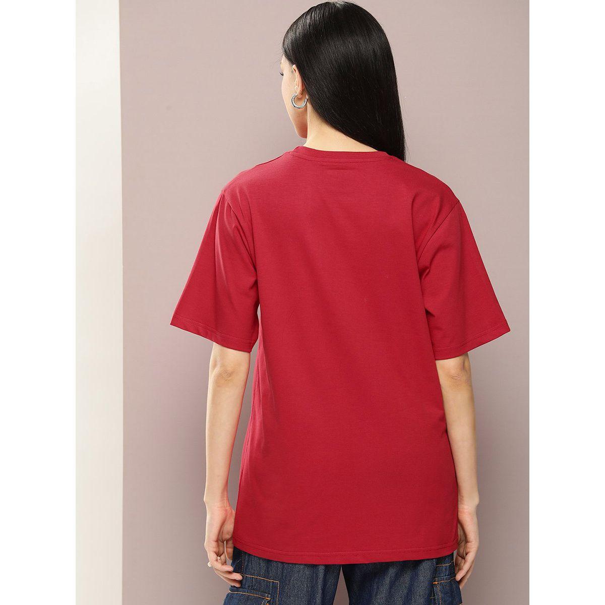 تيشيرت فضفاض مطبع بطبعة كتابة ديلينجر × ستايلي-women-clothing-tshirts-image-4