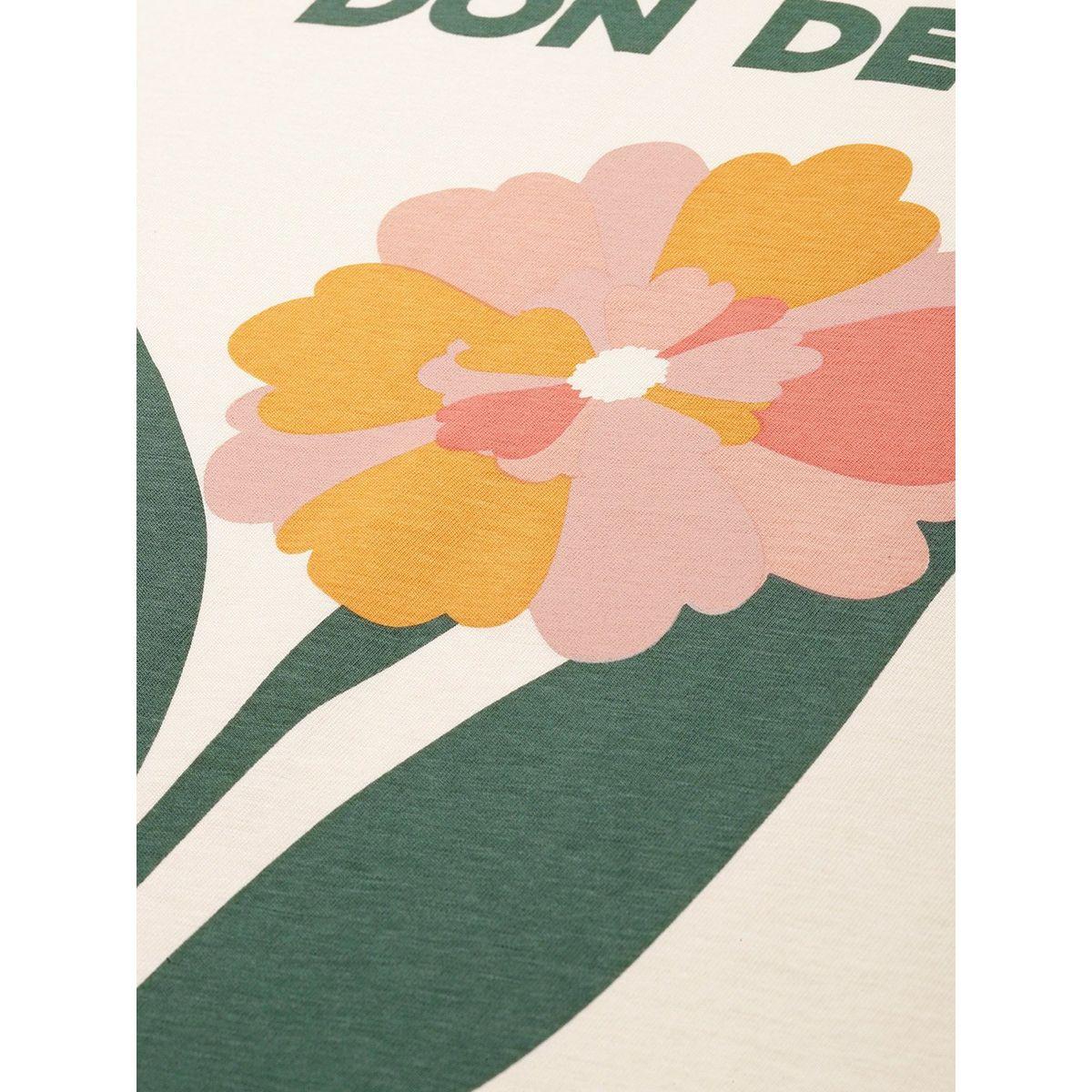 تيشيرت قطن فضفاض مطبع بطبعة زهور ديلينجر × ستايلي-women-clothing-tshirts-image-2