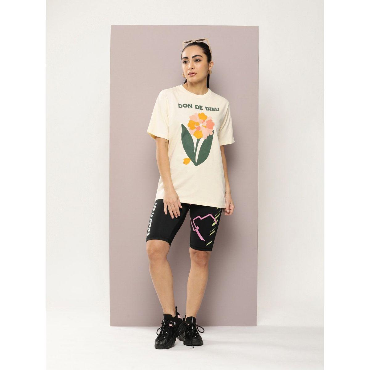تيشيرت قطن فضفاض مطبع بطبعة زهور ديلينجر × ستايلي-women-clothing-tshirts-image-5