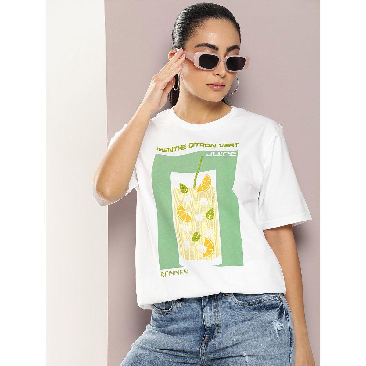تيشيرت فضفاض مطبع بطبعة جرافيك ديلينجر × ستايلي-women-clothing-tshirts-image-1