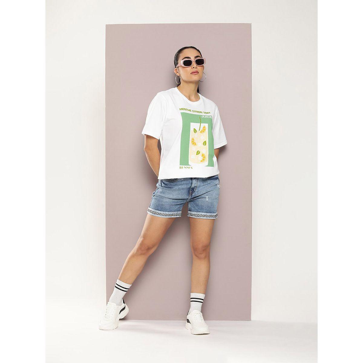 تيشيرت فضفاض مطبع بطبعة جرافيك ديلينجر × ستايلي-women-clothing-tshirts-image-5
