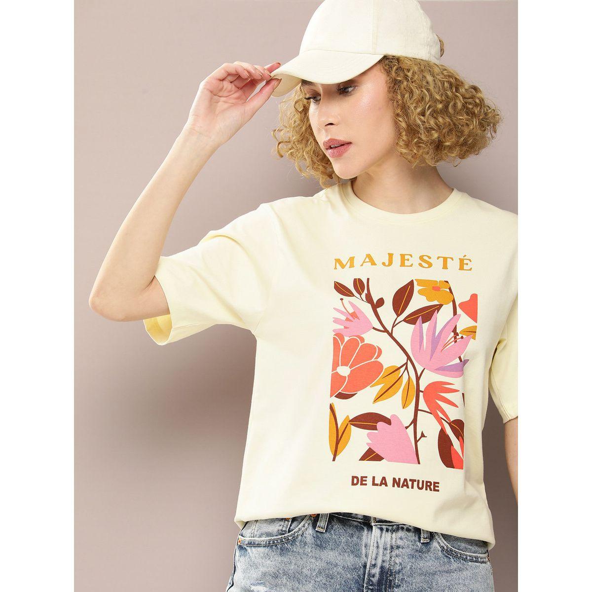 تيشيرت فضفاض مطبع بطبعة جرافيك ديلينجر × ستايلي-women-clothing-tshirts-image-1