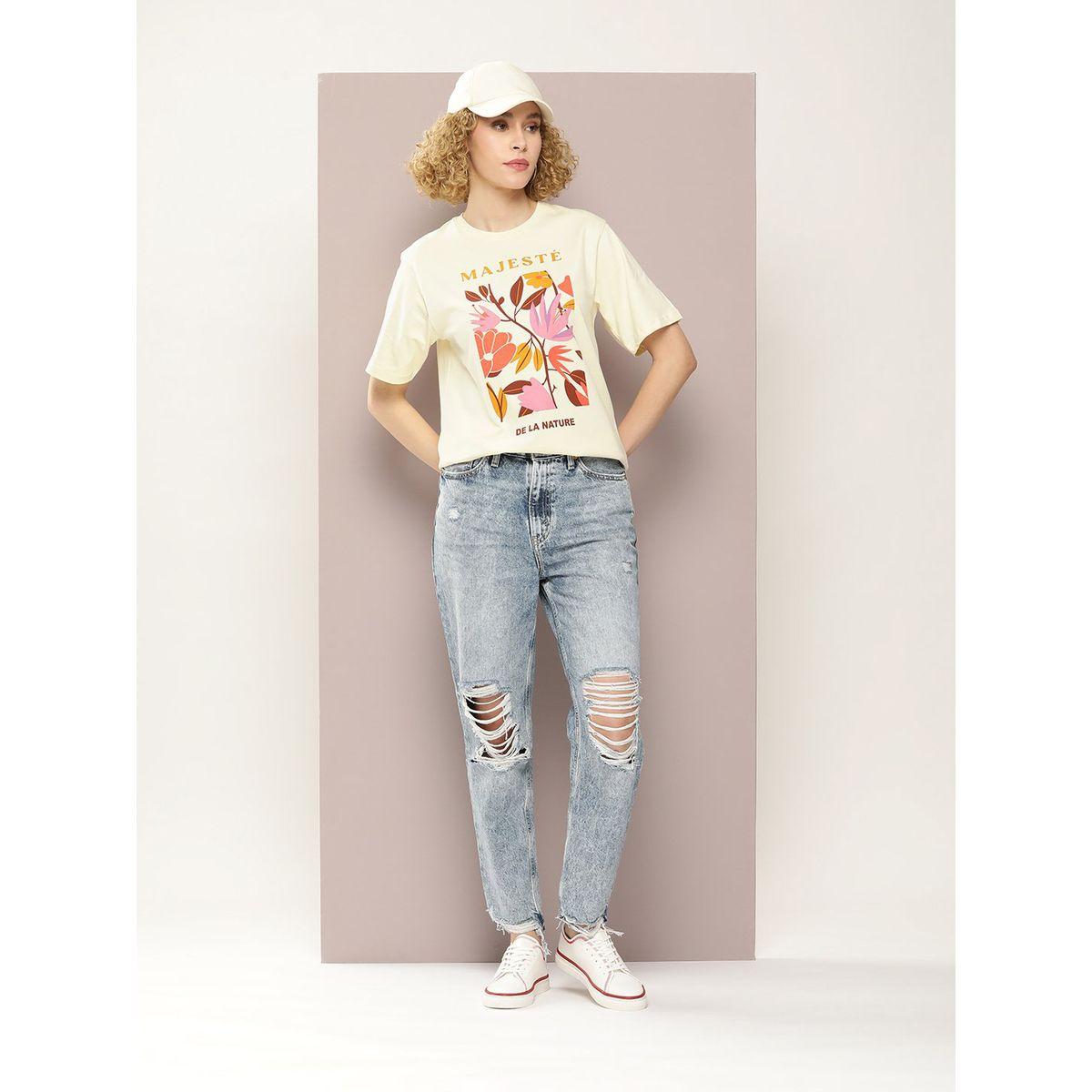 تيشيرت فضفاض مطبع بطبعة جرافيك ديلينجر × ستايلي-women-clothing-tshirts-image-5