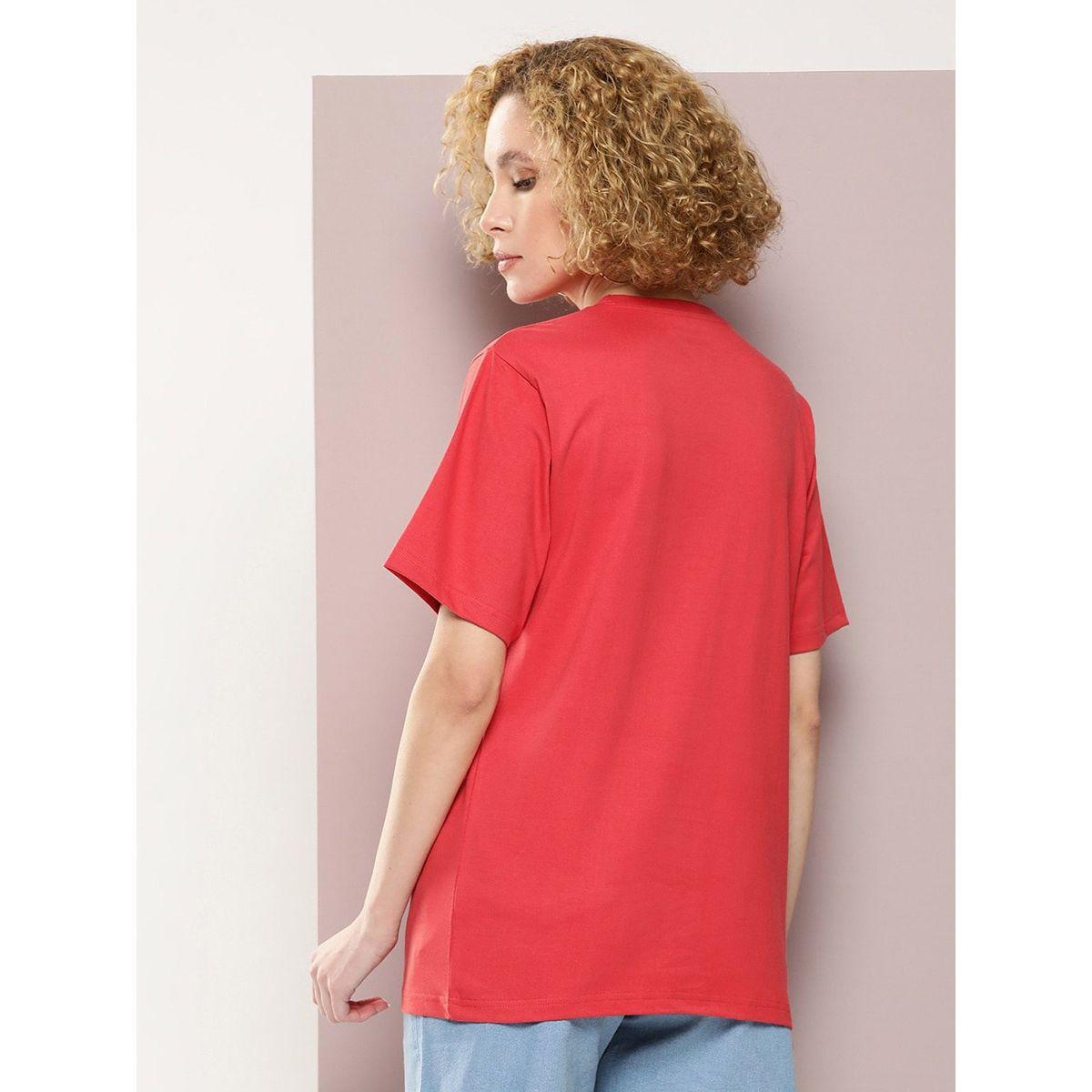 تيشيرت قطن فضفاض مطبع بطبعة جرافيك ديلينجر × ستايلي-women-clothing-tshirts-image-4