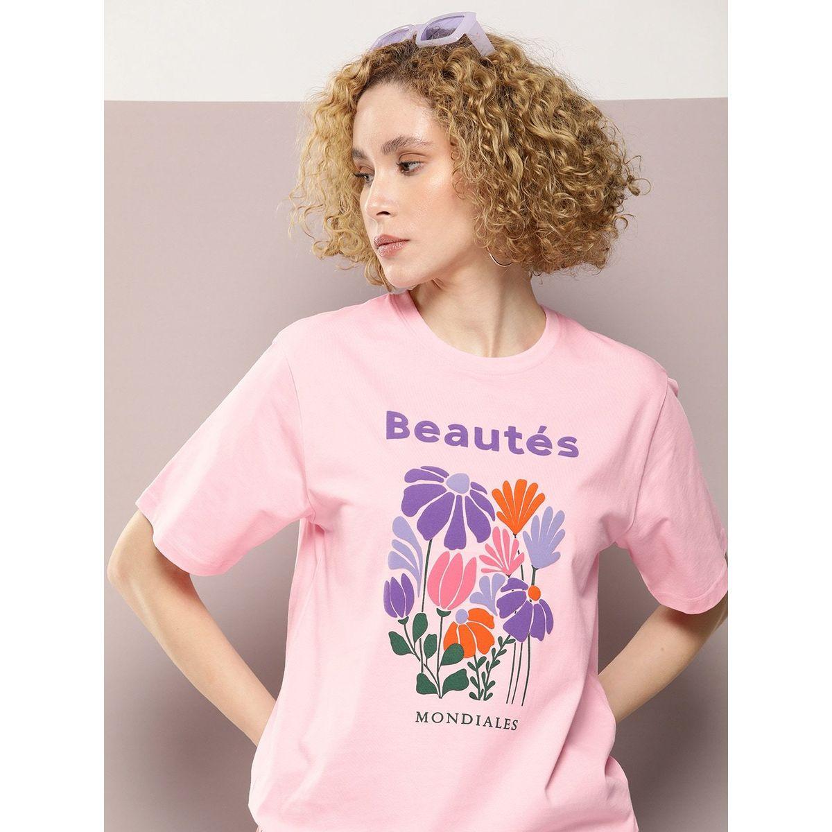 Dillinger X Styli  Oversized Beautes Embossed Print T-Shirt-women-clothing-tshirts-image-1