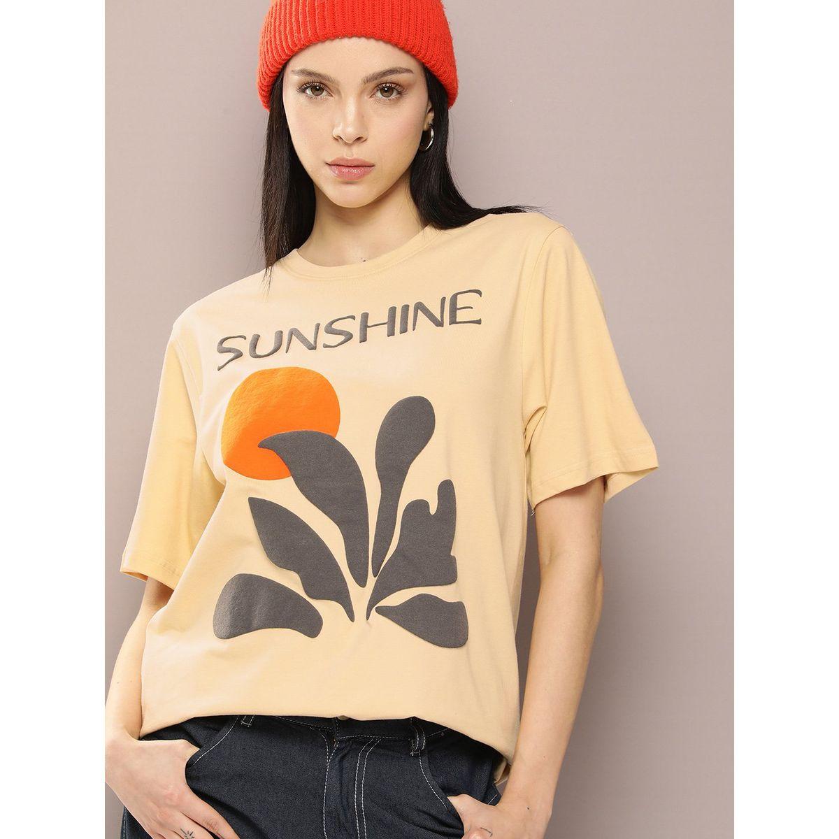 Dillinger X Styli  Oversized Sunshine Embossed Print T-Shirt-women-clothing-tshirts-image-1