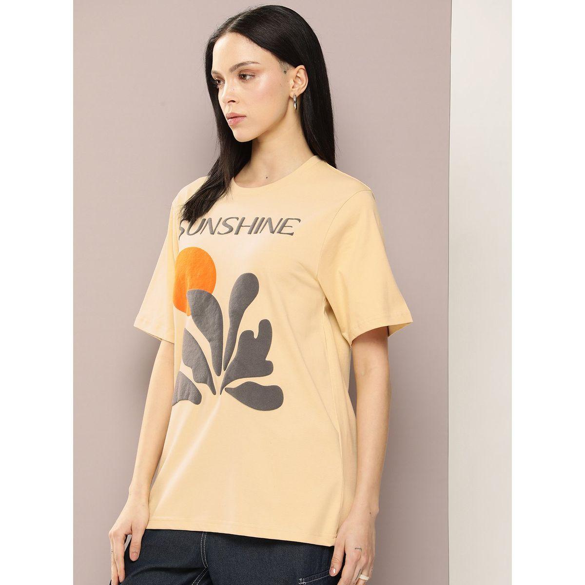 تيشيرت فضفاض مطبع بطبعة بارزة ديلينجر × ستايلي-women-clothing-tshirts-image-3
