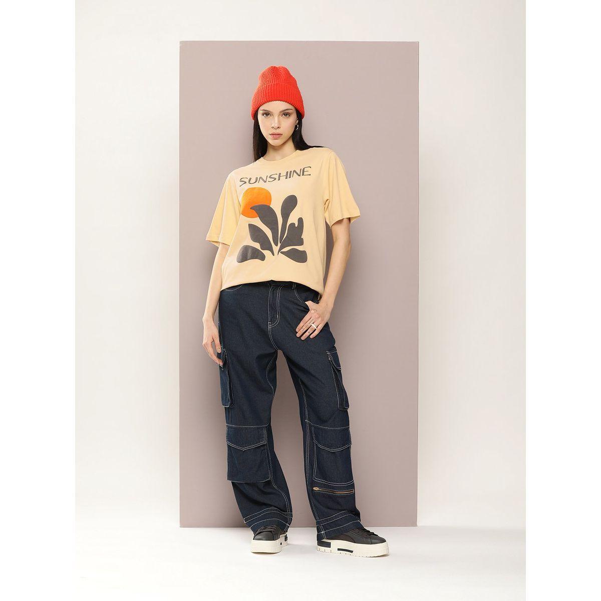 تيشيرت فضفاض مطبع بطبعة بارزة ديلينجر × ستايلي-women-clothing-tshirts-image-5
