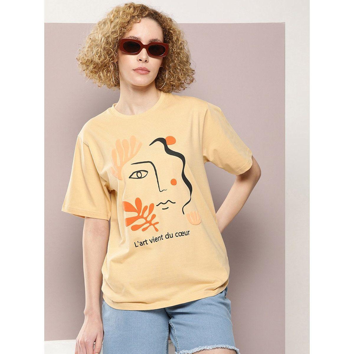 Dillinger X Styli  Oversized L'art Vient Graphic Print T-Shirt-women-clothing-tshirts-image-1