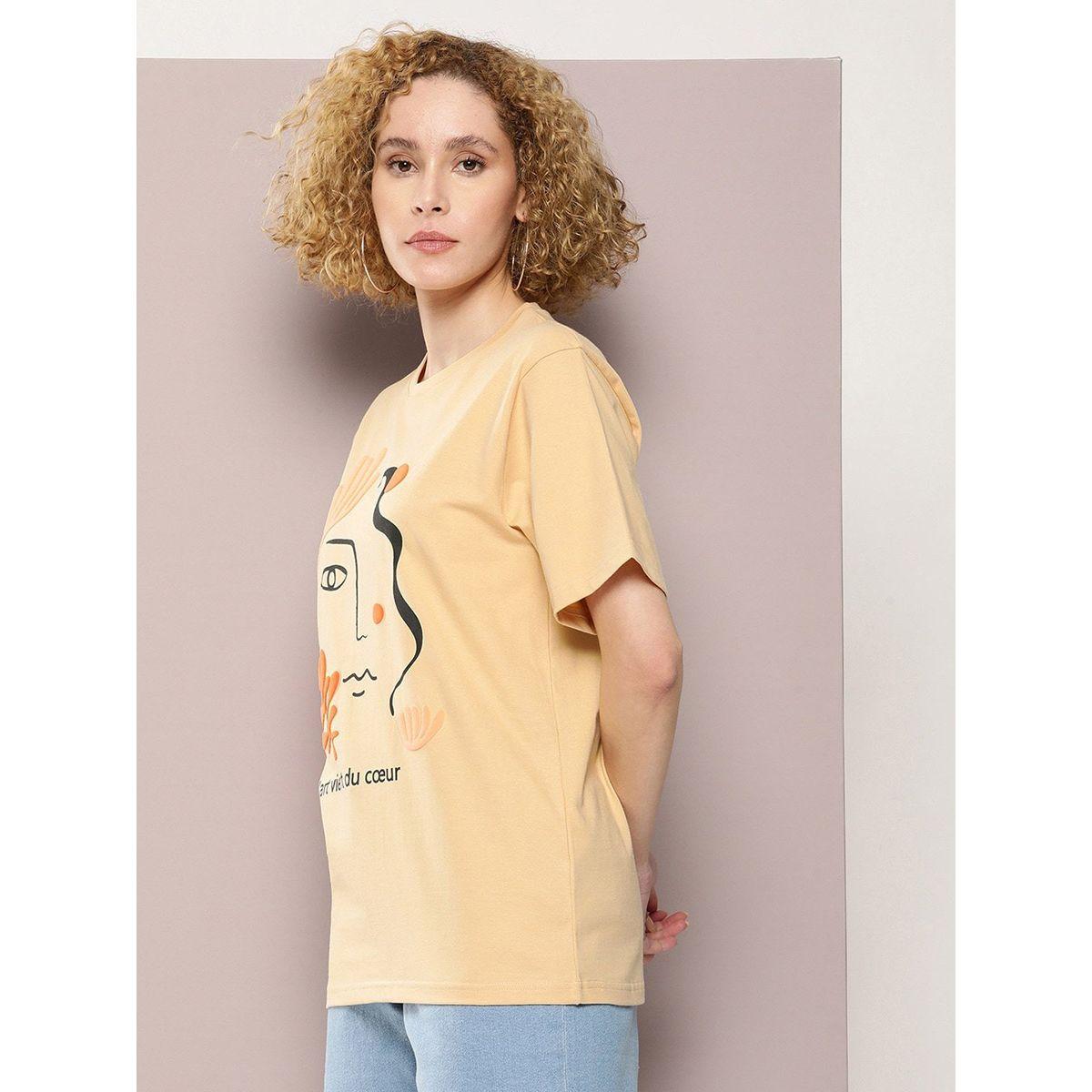 تيشيرت فضفاض مطبع بطبعة جرافيك ديلينجر × ستايلي-women-clothing-tshirts-image-3