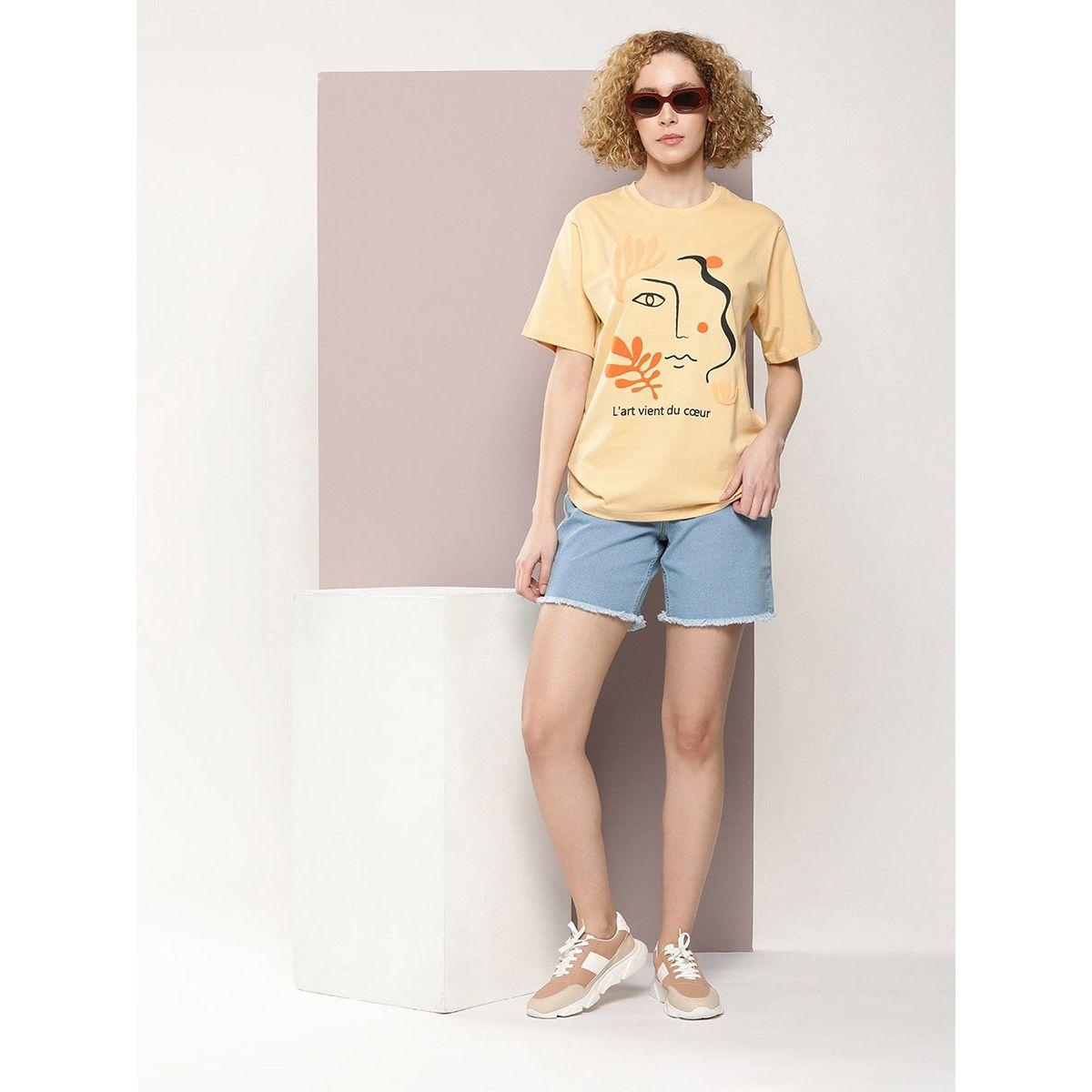 Dillinger X Styli  Oversized L'art Vient Graphic Print T-Shirt-women-clothing-tshirts-image-5