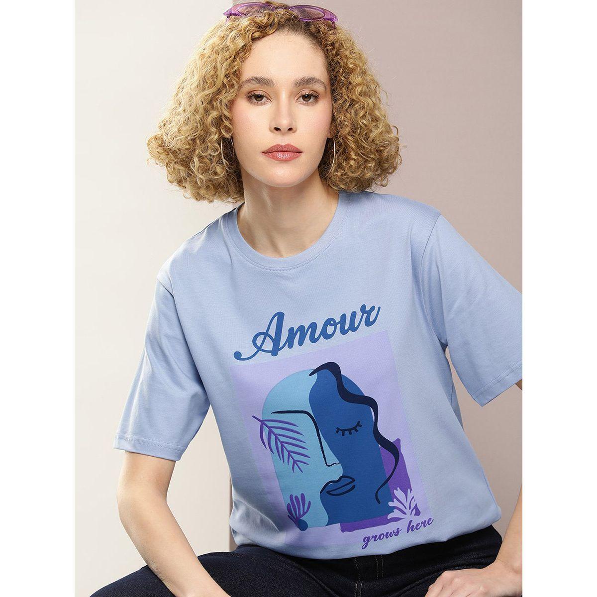 تيشيرت فضفاض مطبع بطبعة جرافيك ديلينجر × ستايلي-women-clothing-tshirts-image-1