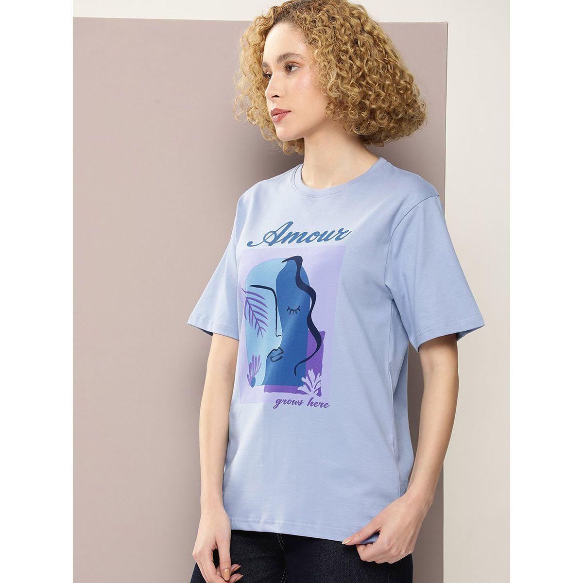 تيشيرت فضفاض مطبع بطبعة جرافيك ديلينجر × ستايلي-women-clothing-tshirts-image-3
