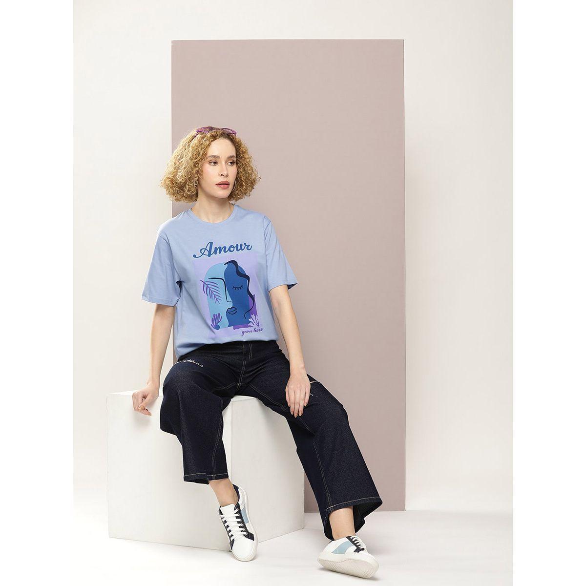 تيشيرت فضفاض مطبع بطبعة جرافيك ديلينجر × ستايلي-women-clothing-tshirts-image-5