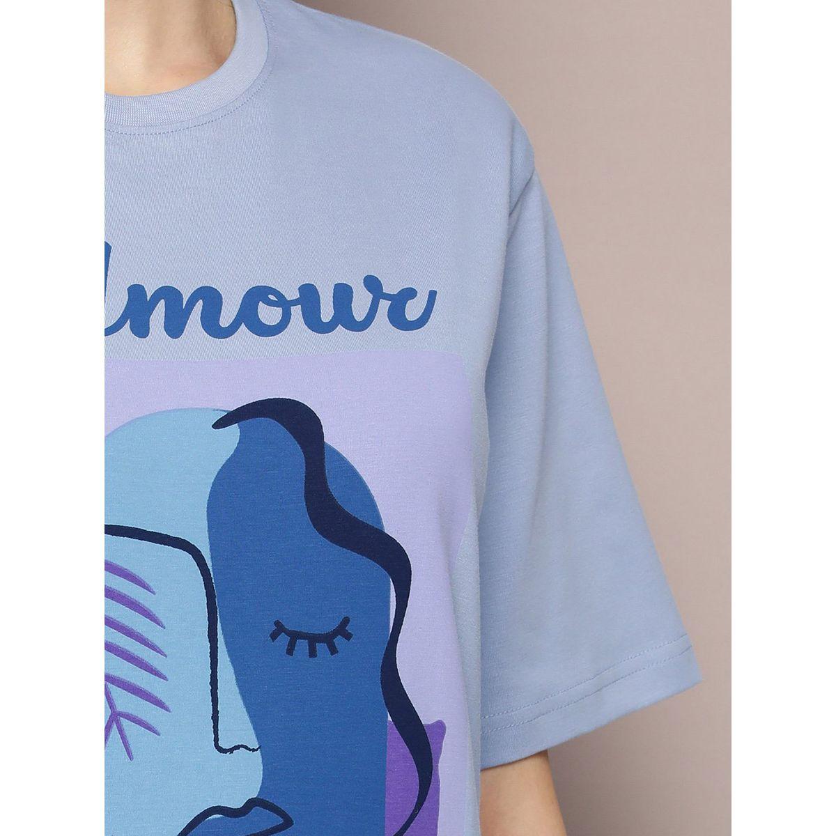 تيشيرت فضفاض مطبع بطبعة جرافيك ديلينجر × ستايلي-women-clothing-tshirts-image-6