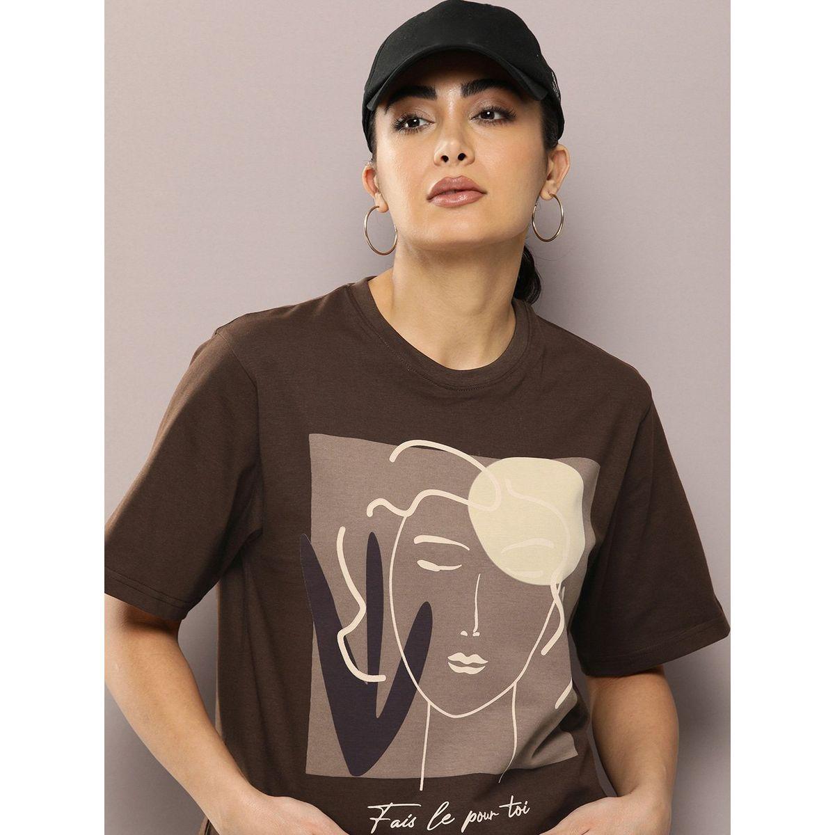 تيشيرت فضفاض مطبع بطبعة جرافيك ديلينجر × ستايلي-women-clothing-tshirts-image-1