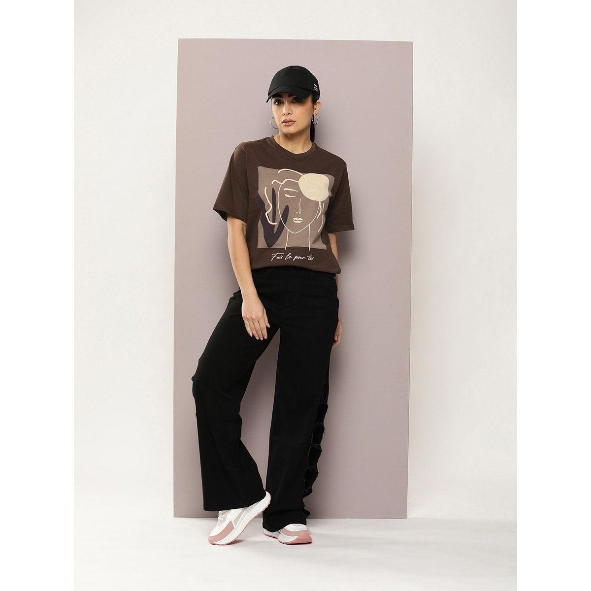 تيشيرت فضفاض مطبع بطبعة جرافيك ديلينجر × ستايلي-women-clothing-tshirts-image-5