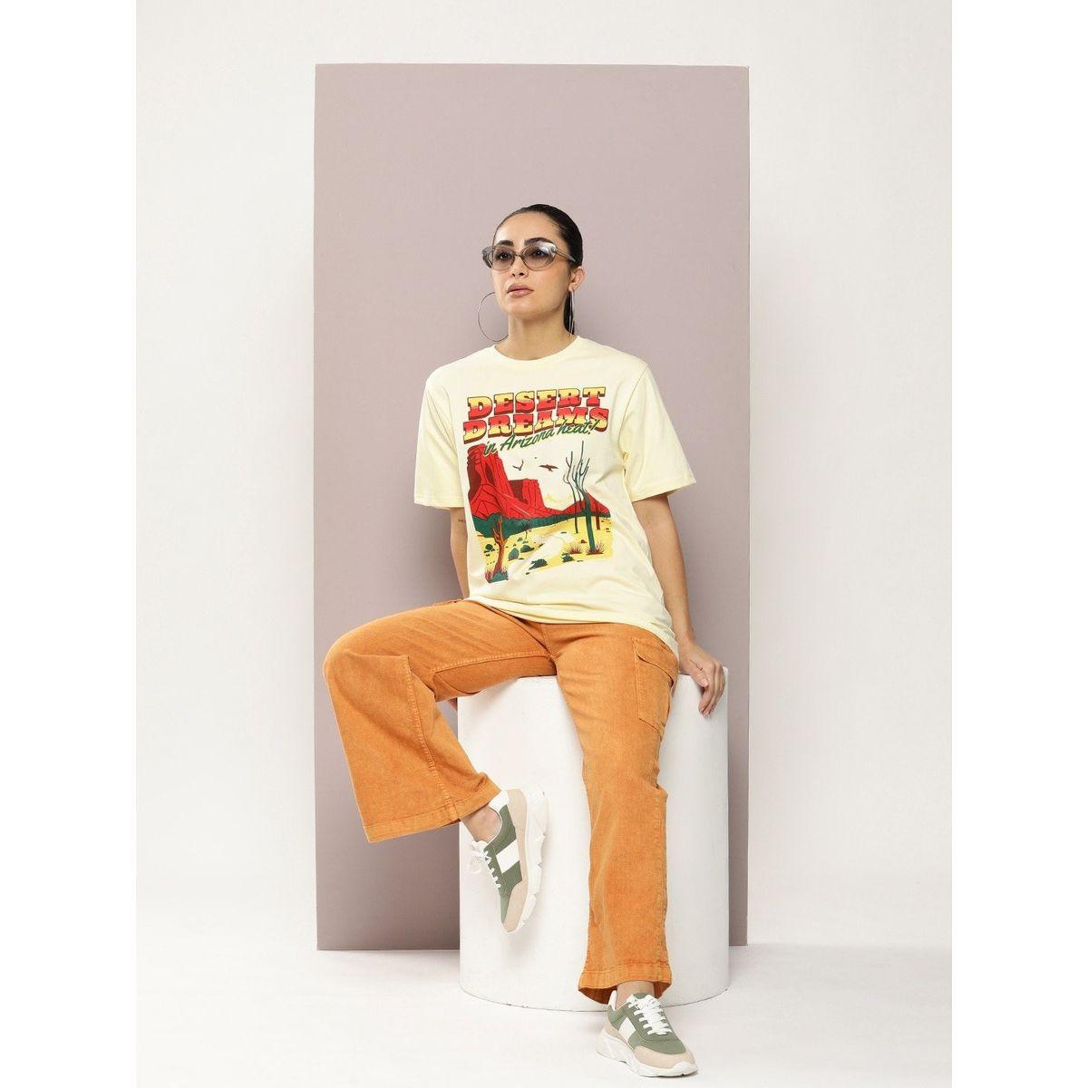 تيشيرت فضفاض مطبع بطبعة جرافيك ديلينجر × ستايلي-women-clothing-tshirts-image-1