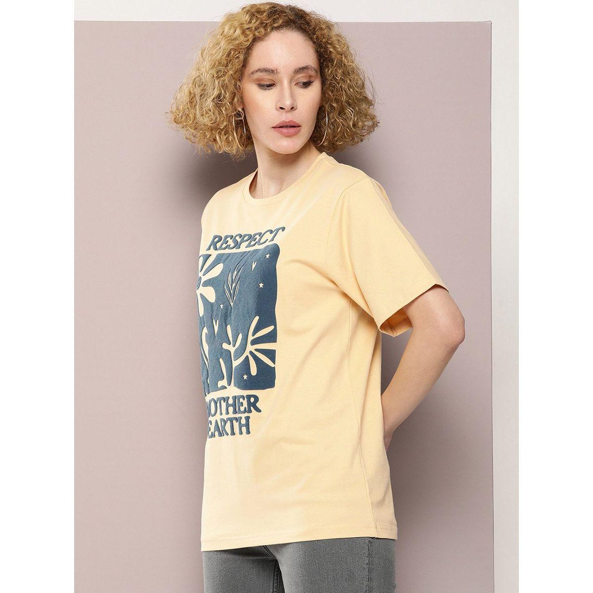 تيشيرت قطن فضفاض مطبع بطبعة جرافيك ديلينجر × ستايلي-women-clothing-tshirts-image-4