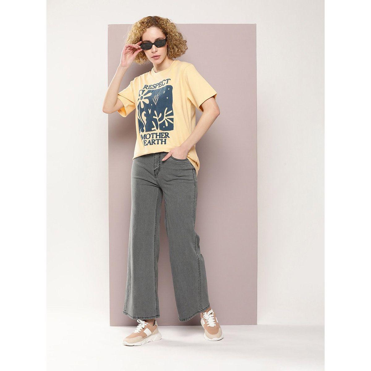 تيشيرت قطن فضفاض مطبع بطبعة جرافيك ديلينجر × ستايلي-women-clothing-tshirts-image-2
