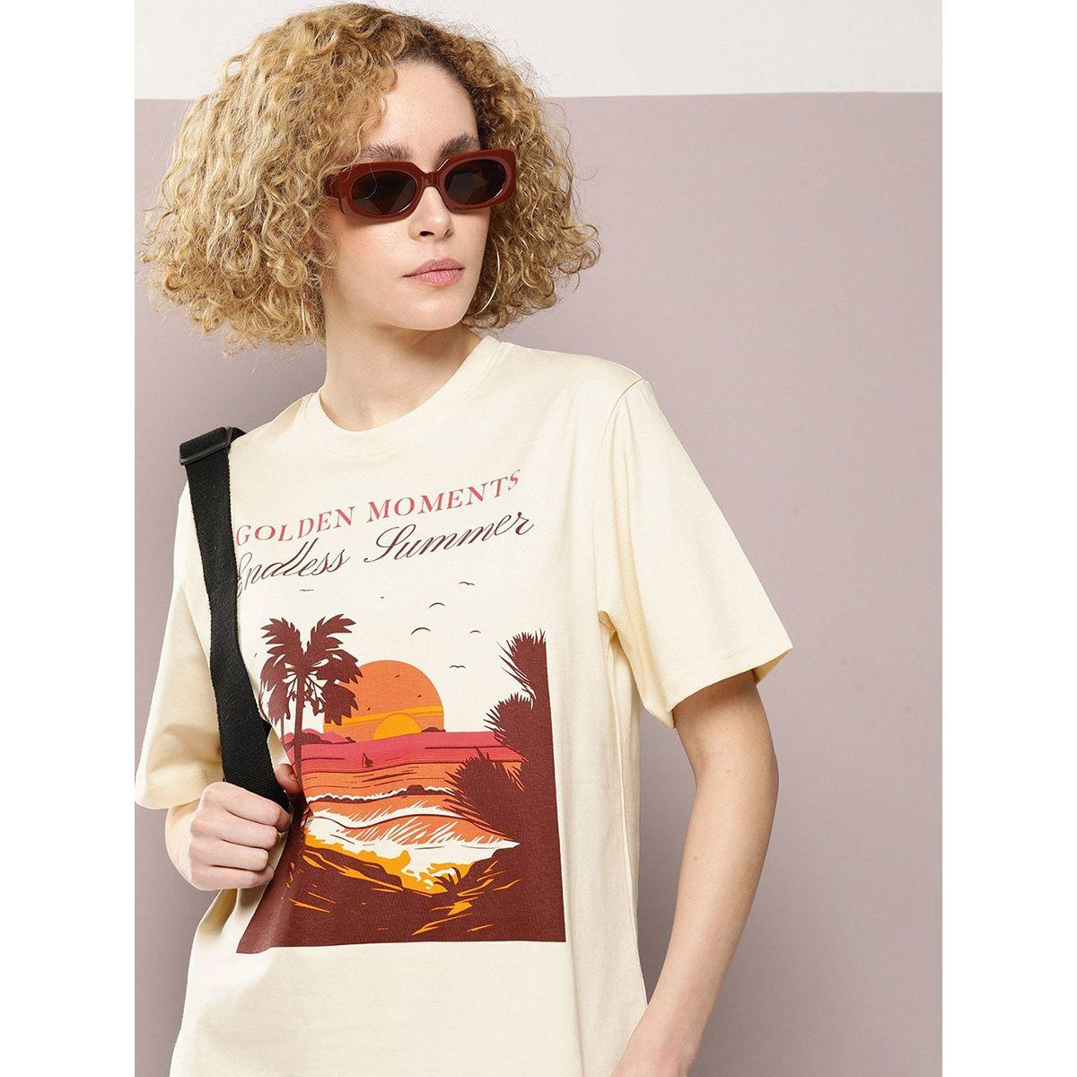 تيشيرت فضفاض مطبع بطبعة جرافيك ديلينجر × ستايلي-women-clothing-tshirts-image-1
