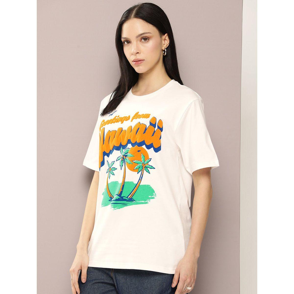 تيشيرت فضفاض مطبع بطبعة بارزة ديلينجر × ستايلي-women-clothing-tshirts-image-3