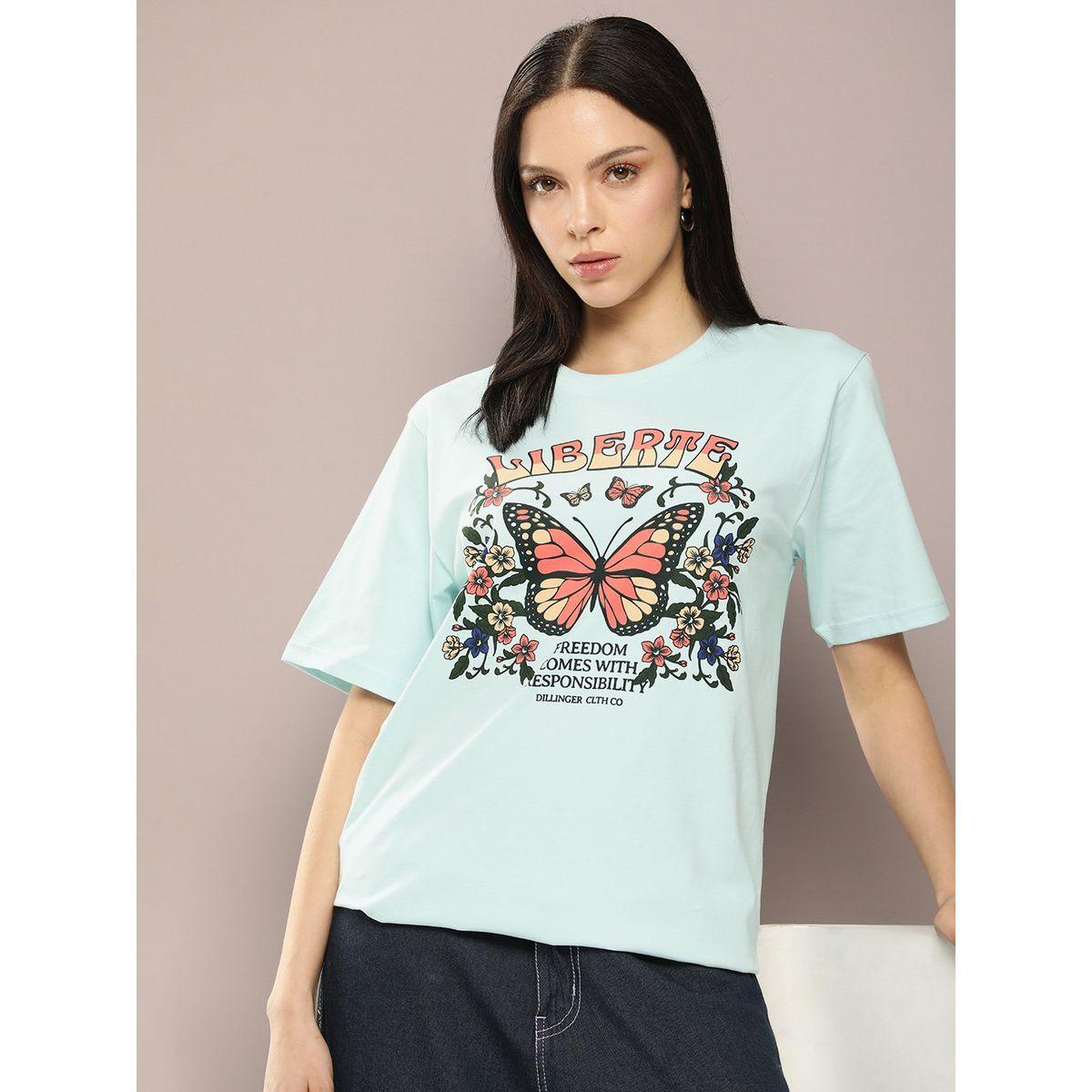 تيشيرت فضفاض مطبع بطبعة جرافيك ديلينجر × ستايلي-women-clothing-tshirts-image-1