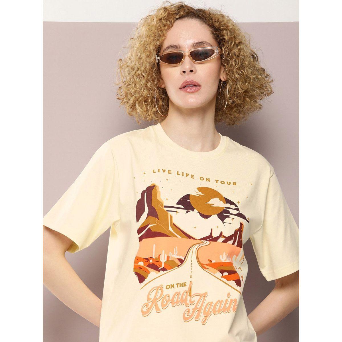 Dillinger X Styli  Oversized On The Road Graphic Print T-Shirt-women-clothing-tshirts-image-1