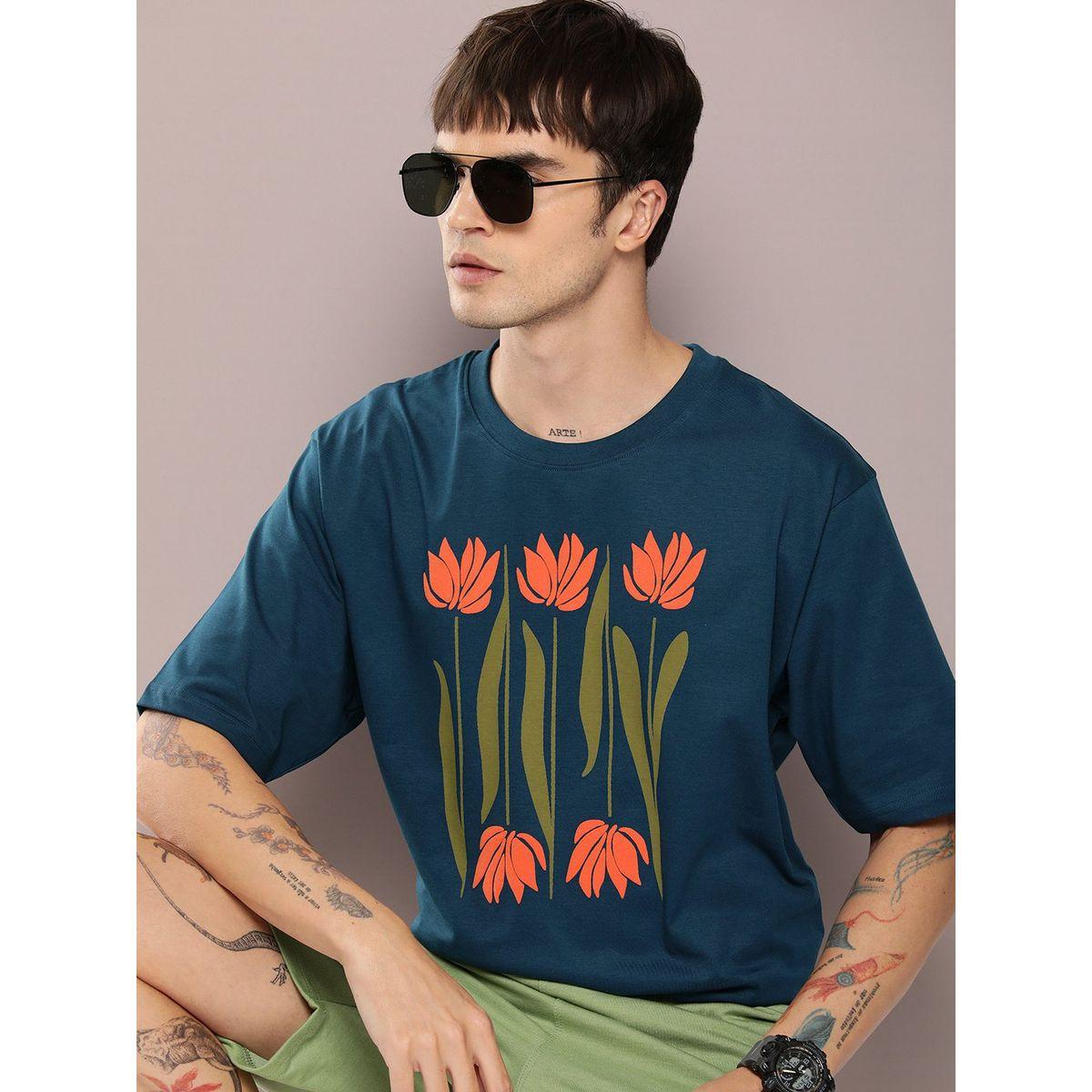 Dillinger X Styli  Flower Graphic Print Oversized T-Shirt-men-clothing-tshirtsandpolos-tshirts-image-1