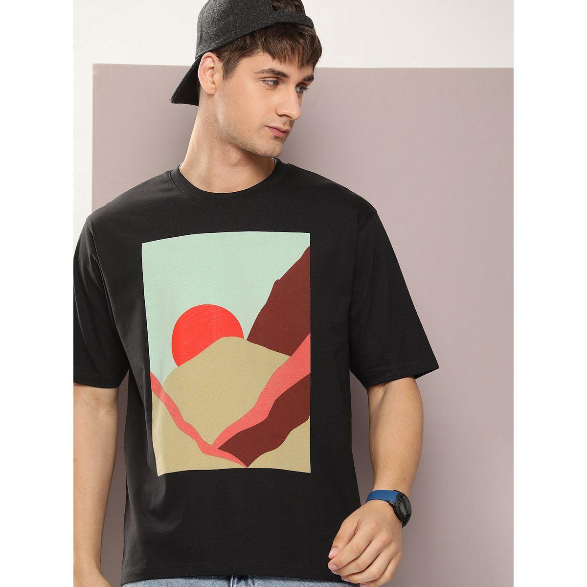 تيشيرت فضفاض مطبع بطبعة جرافيك ديلينجر × ستايلي-men-clothing-tshirtsandpolos-tshirts-image-1