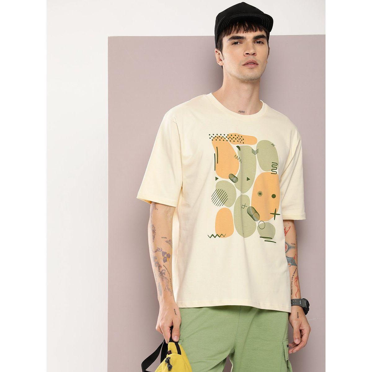 تيشيرت فضفاض بياقة دائرية واكمام قصيرة ديلينجر × ستايلي-men-clothing-tshirtsandpolos-tshirts-image-1