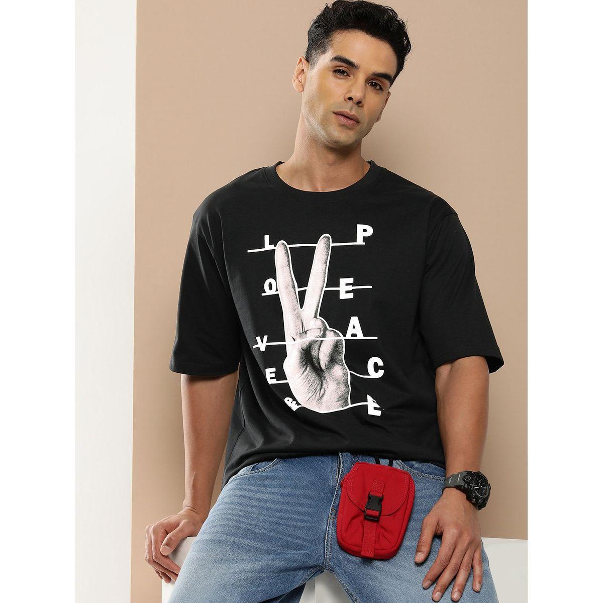 Difference of Opinion X Styli  Oversized Love Peace Graphic Print T-Shirt-men-clothing-tshirtsandpolos-tshirts-image-1