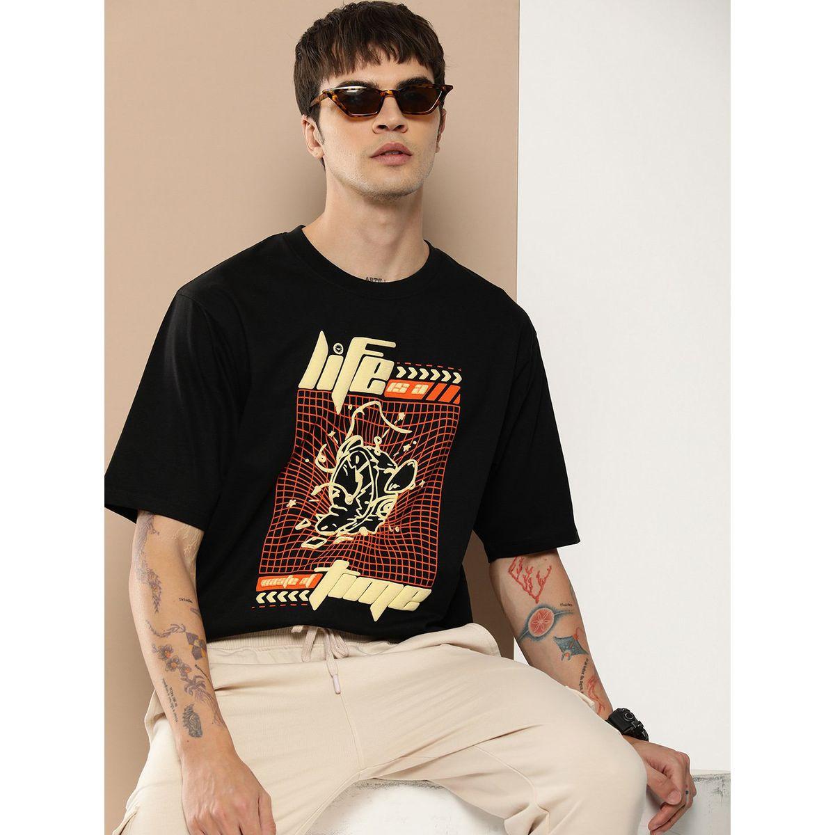 تيشيرت فضفاض مطبع بطبعة جرافيك ديفيرنس أوف أوبينيون × ستايلي-men-clothing-tshirtsandpolos-tshirts-image-1