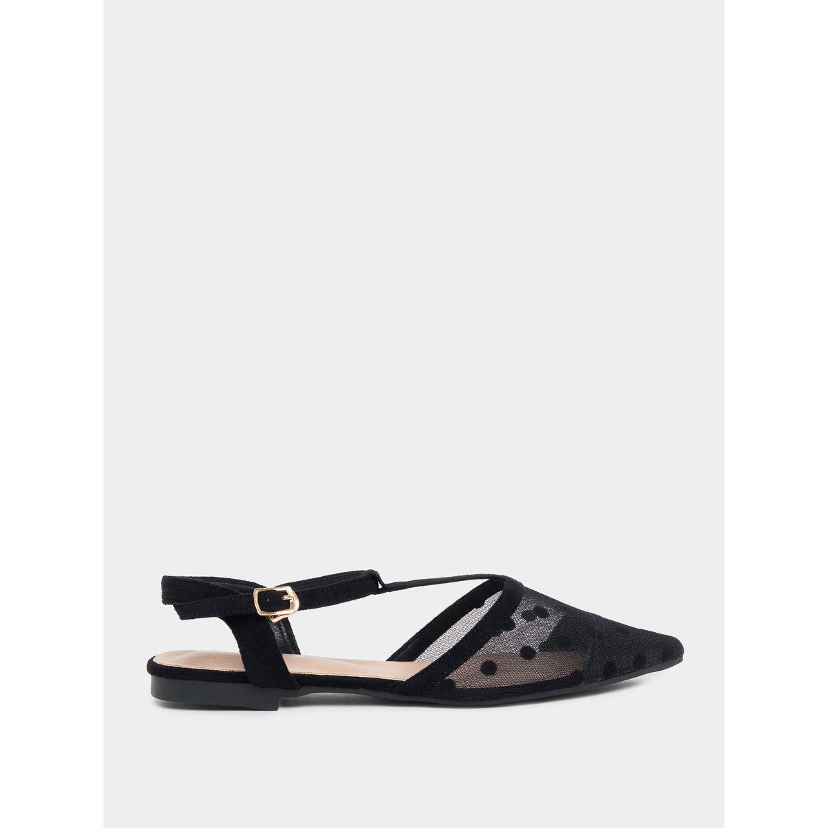 Styli Ankle Strap Flocked Flat Shoes-women-shoes-loafersandmoccasins-image-1