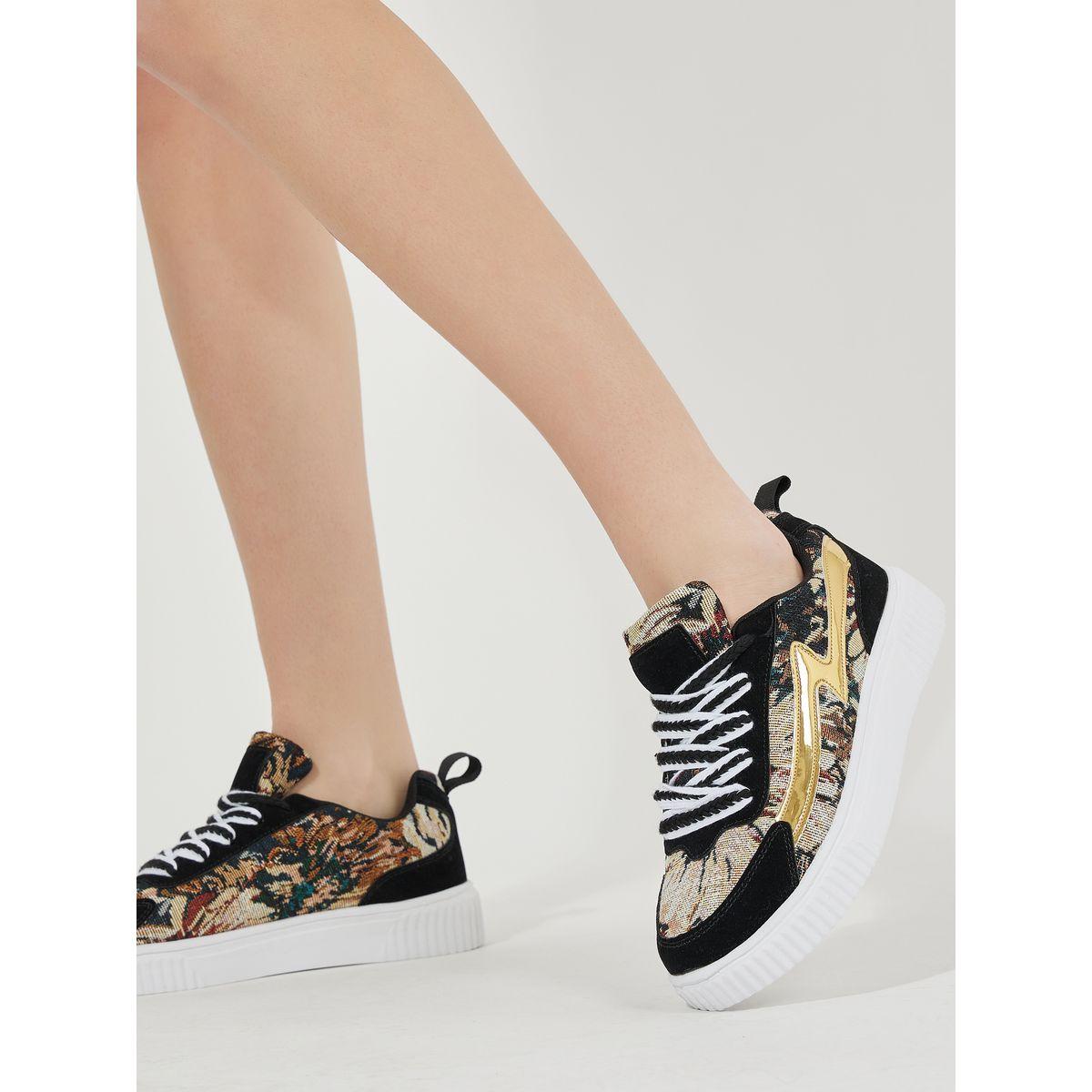 Styli Retro Weave Design Lace Up Sneakers-women-shoes-sneakers-image-1