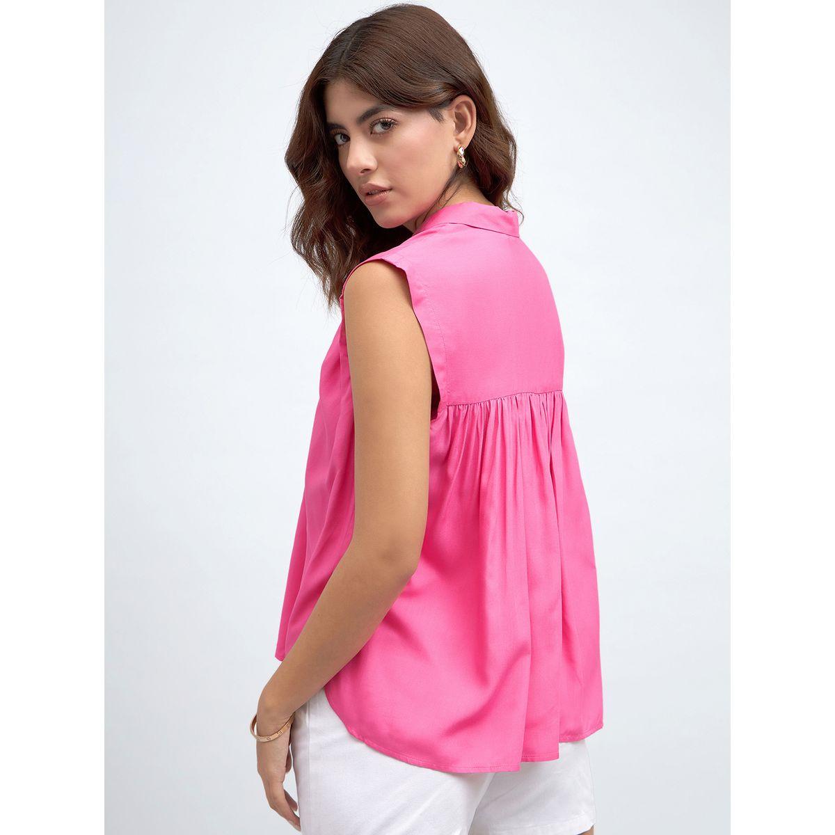 بلوزة كاجوال بلا اكمام مع ازرار دينيس لينجو × ستايلي-women-clothing-shirtsandblouses-shirts-image-3