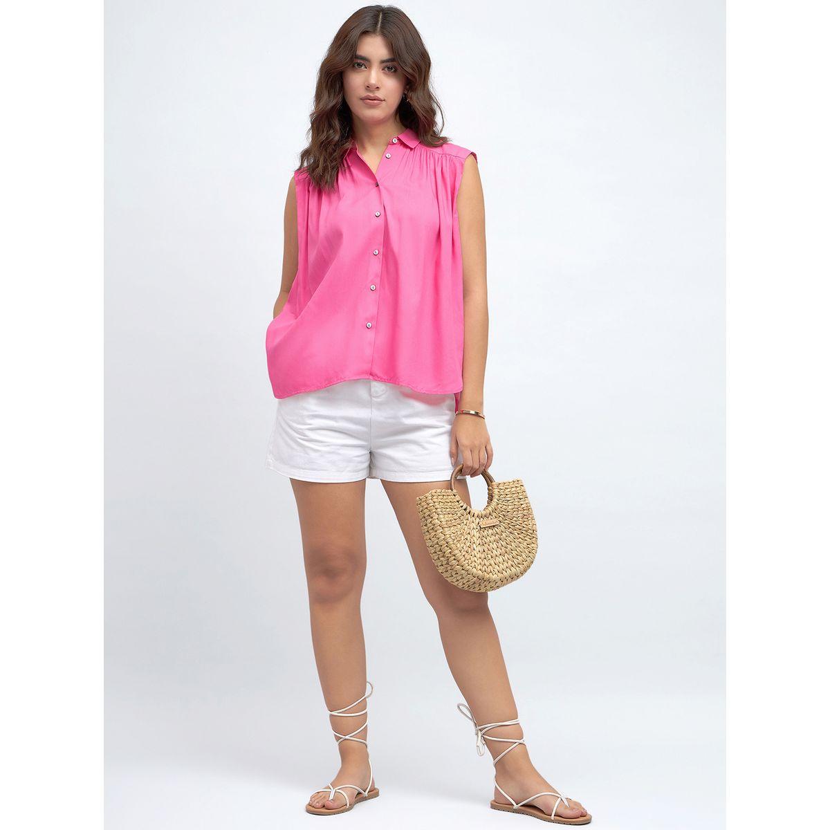 بلوزة كاجوال بلا اكمام مع ازرار دينيس لينجو × ستايلي-women-clothing-shirtsandblouses-shirts-image-5